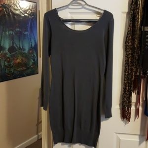 Long Sleeve Dark Gray Sweater Dress